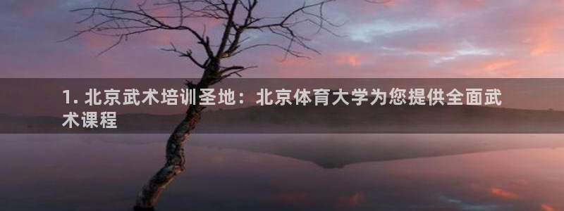 富联平台开户流程：1. 北京武术培训圣地：北京体育大